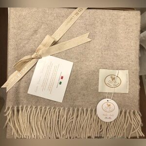 CO.BI Cashmere/Silk Cream Throw Blanket 55x70 inches